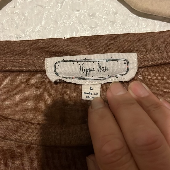 Hippie Rose, brown, sheer T-shirt, size large - Picture 5 of 8